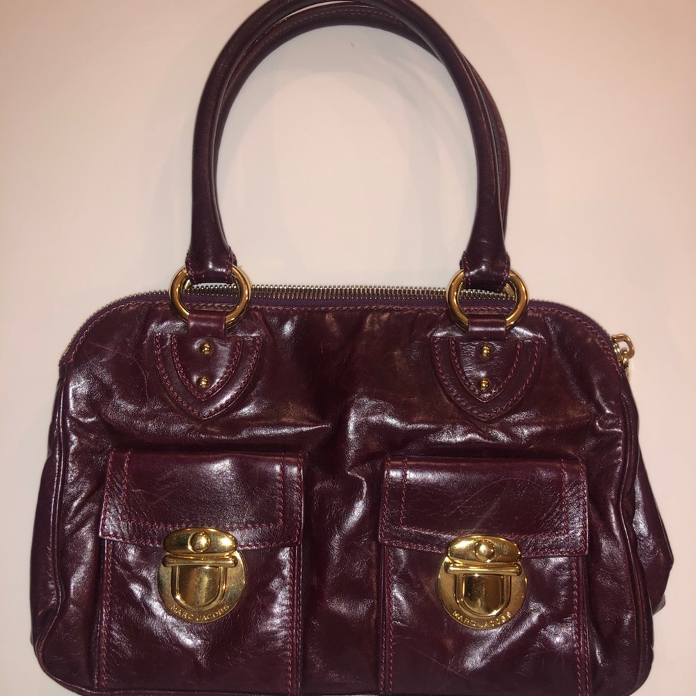Marc Jacobs Maroon Sophia Leather Satchel Bag